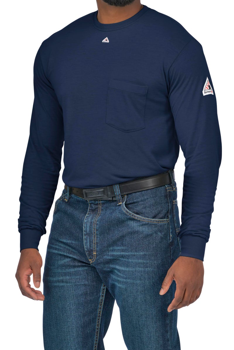 Bulwark FR Mens Lightweight Long Sleeve T-shirt, Navy, Large US - Image 5